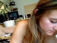 Squeezing her big mangos jointly for her boyfriend who is on the other side of the webcam, this brunette hair amateur uses different dildos on her shaved pussy to bring herself pleasure.