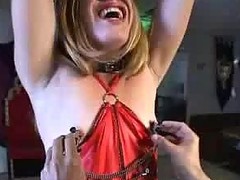 Bondage act with a flat chested Tgirl